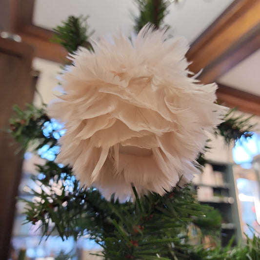 Pink Feather Ball Ornament