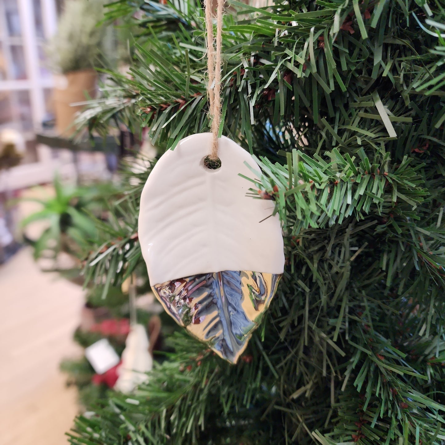 Ceramic White & Silver Ornament