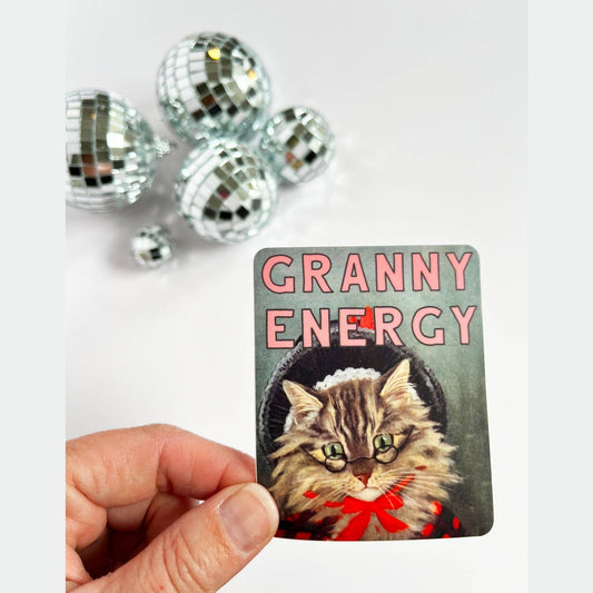 Granny Energy Funny Cat Sticker