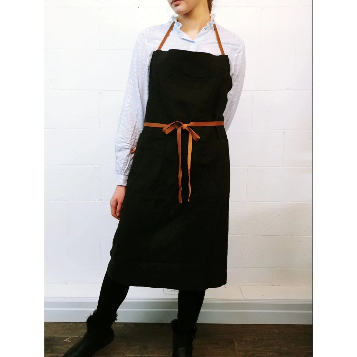 Chef Work Black With Leather - Apron