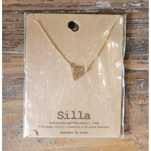 Geometric Web Triangle Necklace