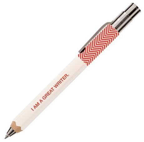 Zig Zag Wooden Pen - Whitew