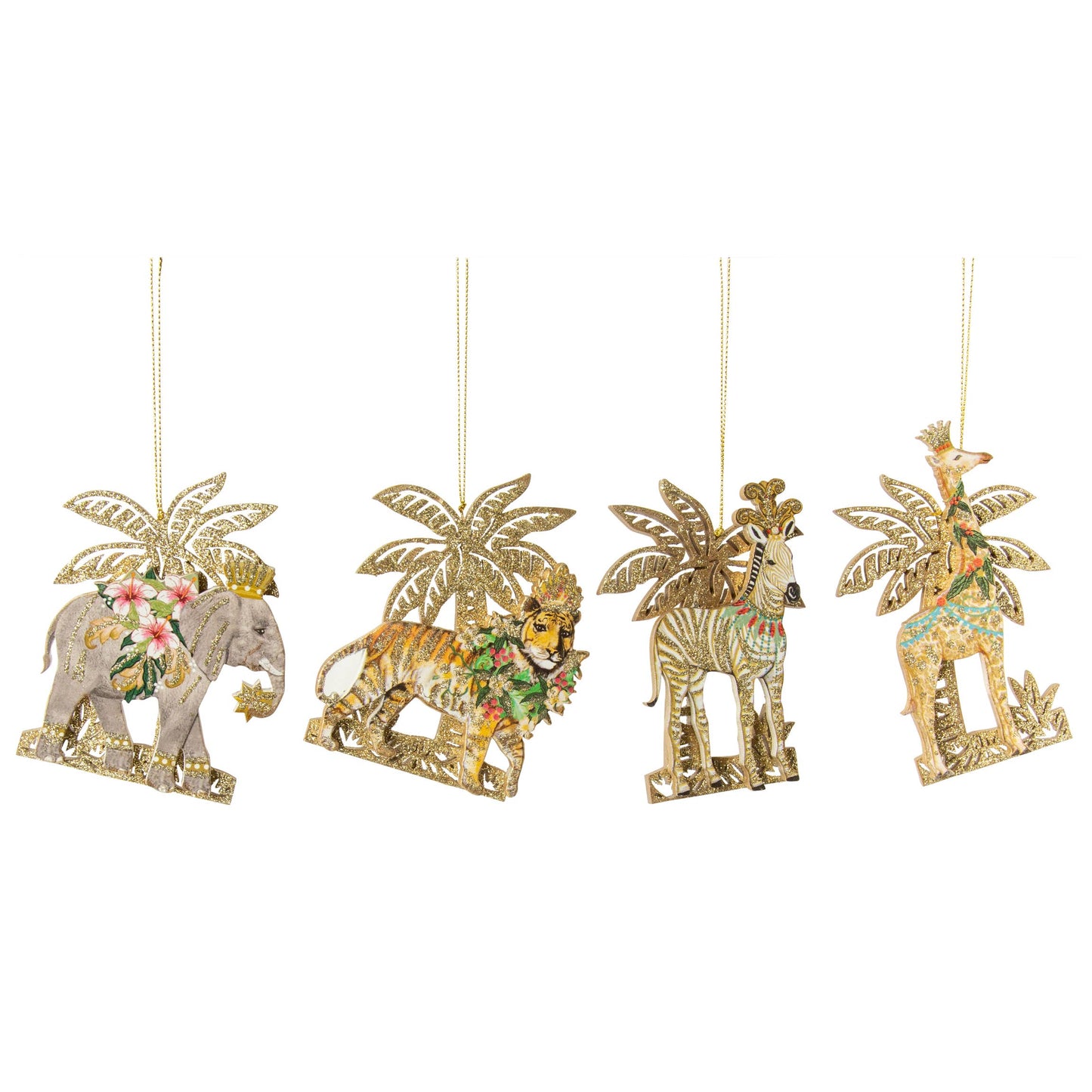 Fantasy Animals in Palm Tree Scene Ornament