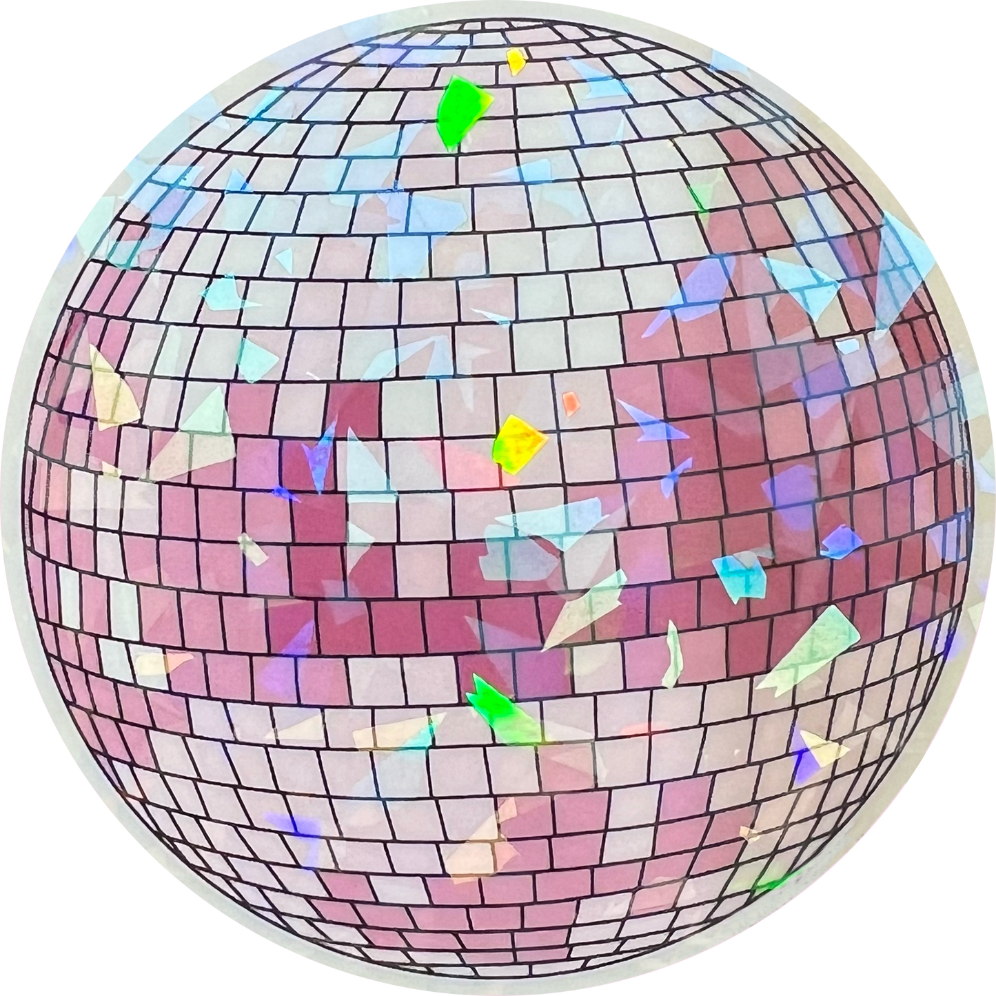 Cracked Holographic Disco Ball Sticker