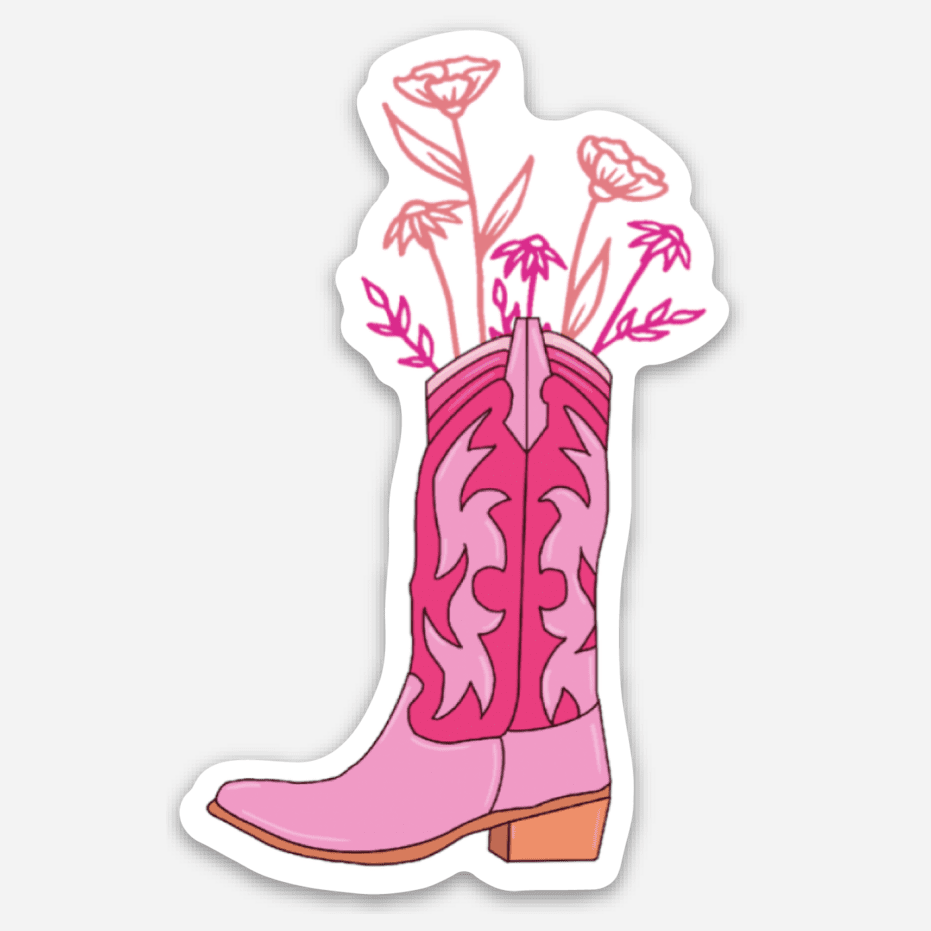 Boot Flowers Sticker Western