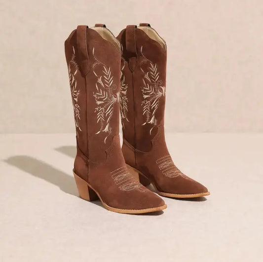 Flora Cowboy Boots Brown