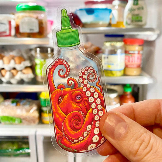CLEAR STICKER: Srirachapus Sriracha Octopus