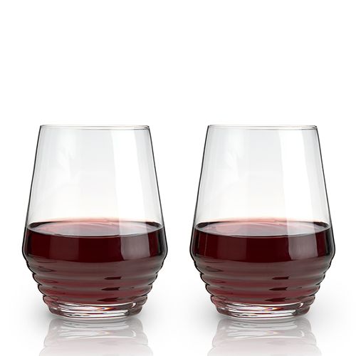 Deco Crystal Stemless Wine Glasses