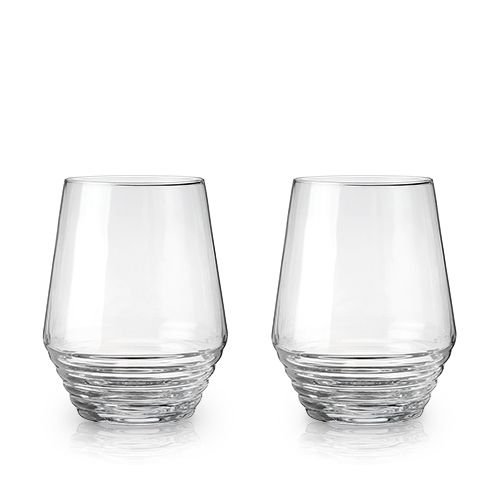 Deco Crystal Stemless Wine Glasses