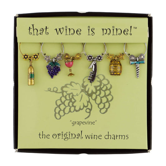 6-Piece Grapevine Painted Wine Charms