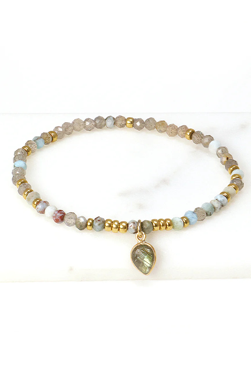 Larimar and Labradorite Charm Bracelet