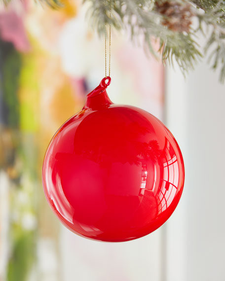 Bubblegum Glass Ball 100mm Ornament - Red