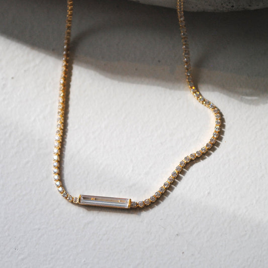 Crystal Gold Chain with Long Crystal Charm