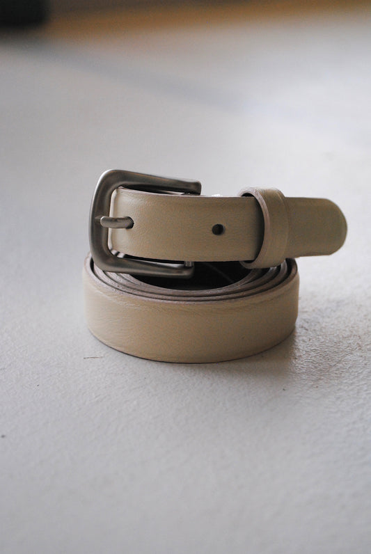 Thin Leather Belt with Square Silver Buckle