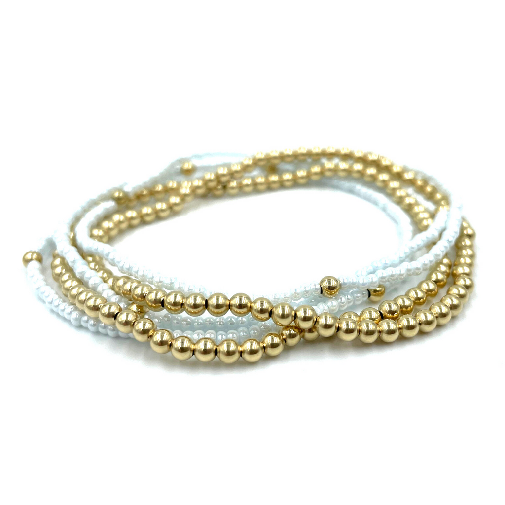 boho 3 stack in white14k gold filled bracelet