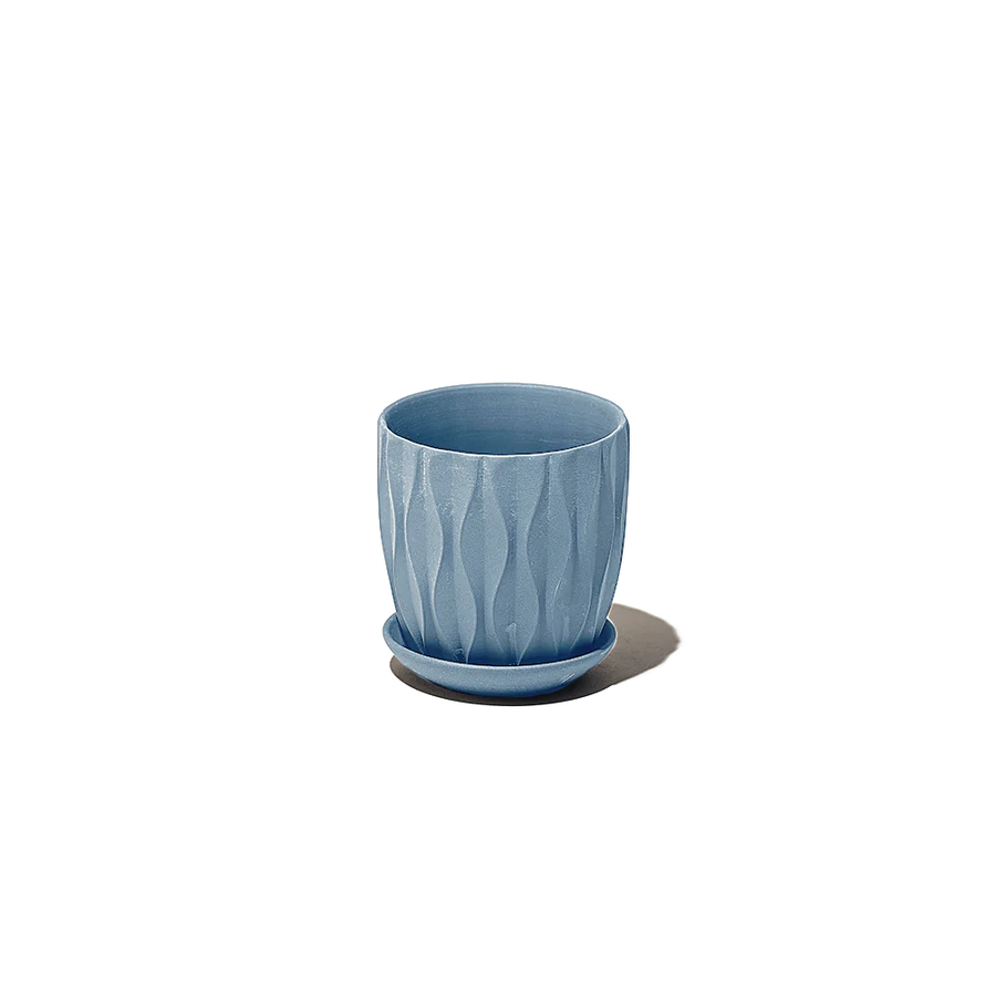 Small Virago Blue Grey Pot & Saucer