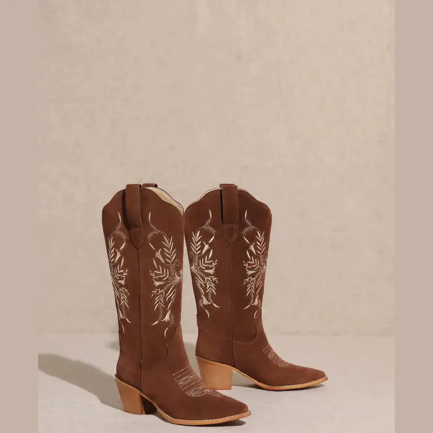 Flora Cowboy Boots Brown
