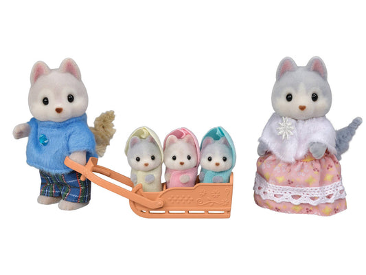 Set of 5 Doll Figures, Husky Family, Collectible Toys