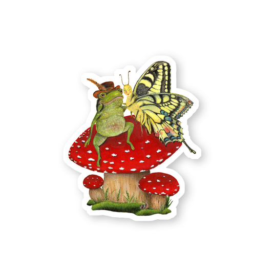 Frog & Butterfly / Die Cut Vinyl Sticker