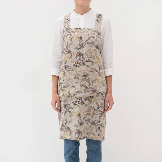 Crossback Apron | Meadow on Natural Linen