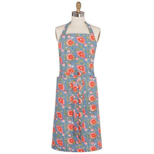 Block Print Apron - Poppy