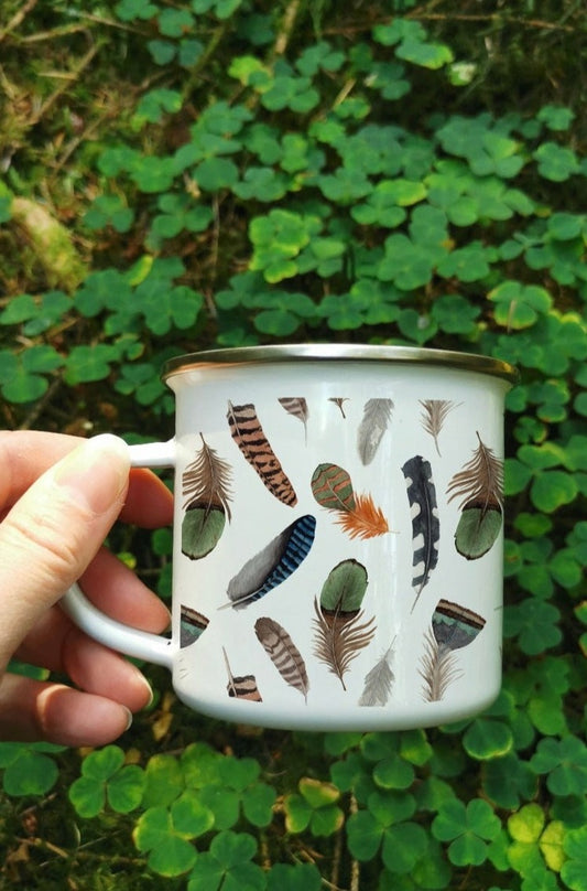 Feather Pattern Enamel Camp Mug