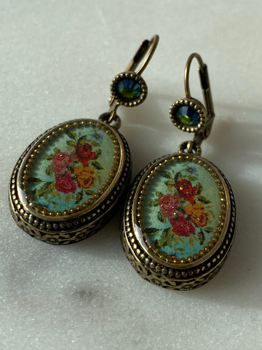 Michal Nergin - Embroidered Roses Earrings