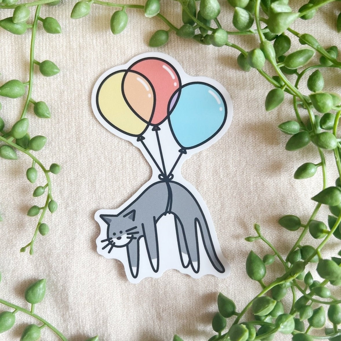 Cat With Balloons - Sticker