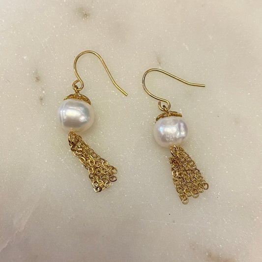 Pearl Tassle Wedding Earrings