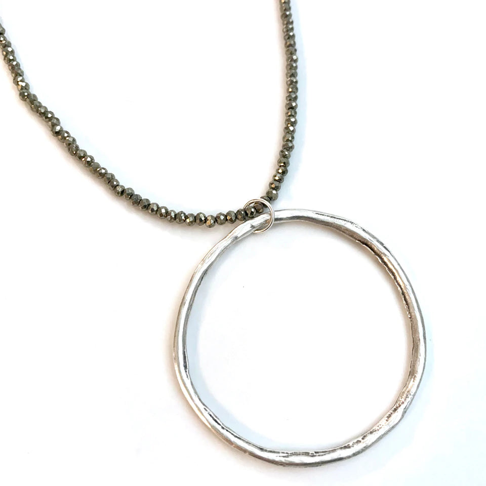 Big Silver Pyrite Necklace