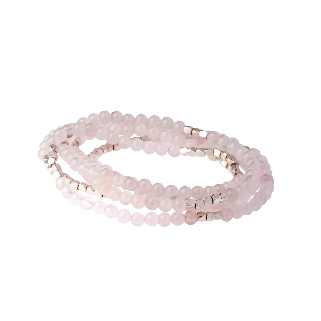 Stone Wrap Necklace & Bracelet- Rose Quartz