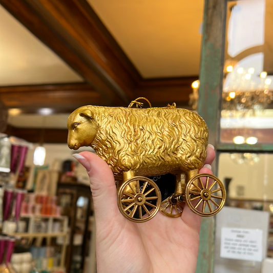 Golden Farm Animal On Wheels - Ornament