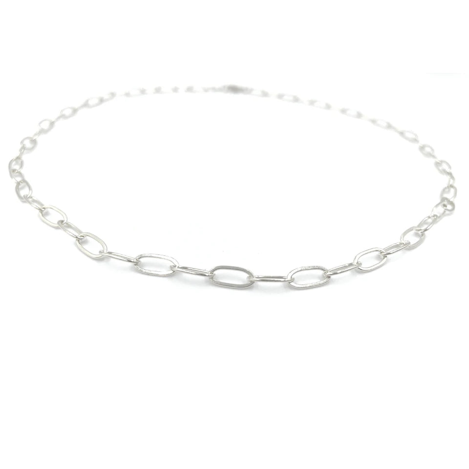 Sterling Silver Paper Clip Link Necklace