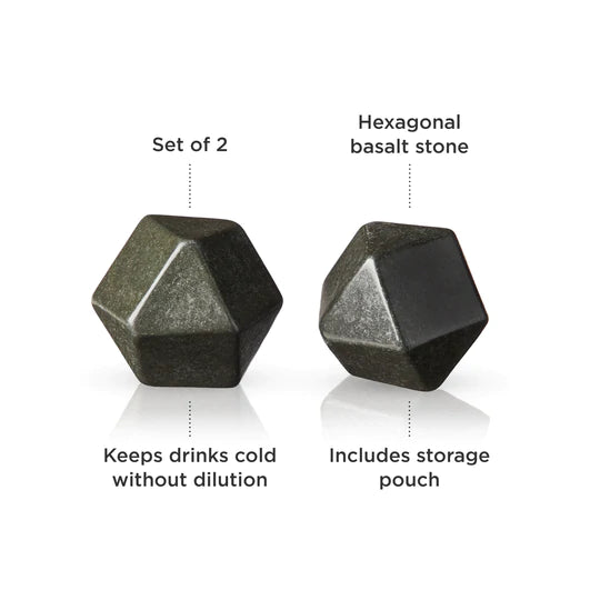 Large Hexagonal Basalt Stones - Set of 2
