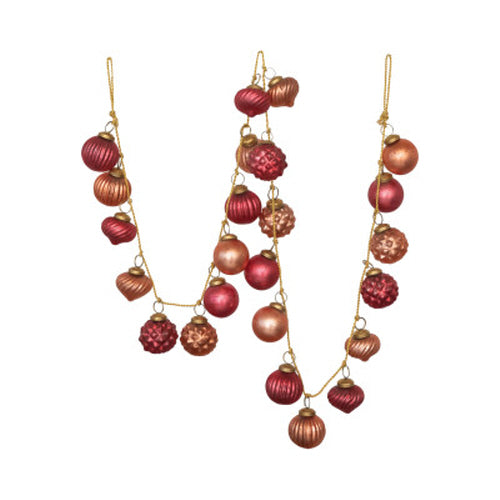 Embossed Mercury Glass Ball Ornament Garland, Pink Colors