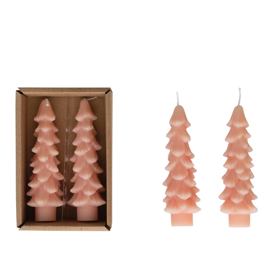 Unscented Tree Shaped Taper Candles In Box Blush