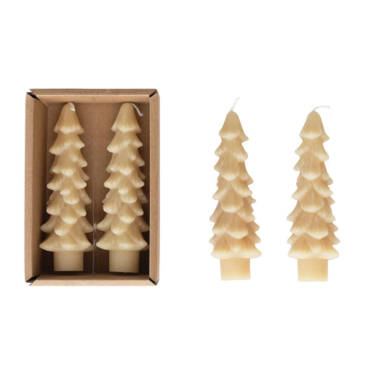 Unscented Tree Shaped Taper Candles In Box White